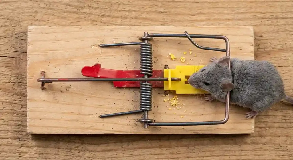 Live-catch mouse trap placed along a wall
